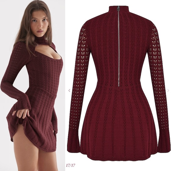 House of CB Dresses & Skirts - Hose of CB Evalina wine knit corset dress